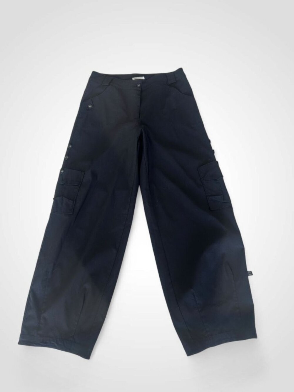 ART Ateliers Rare Toggery Black Wide Leg Cargo Bucket Pants Made in Italy Size L